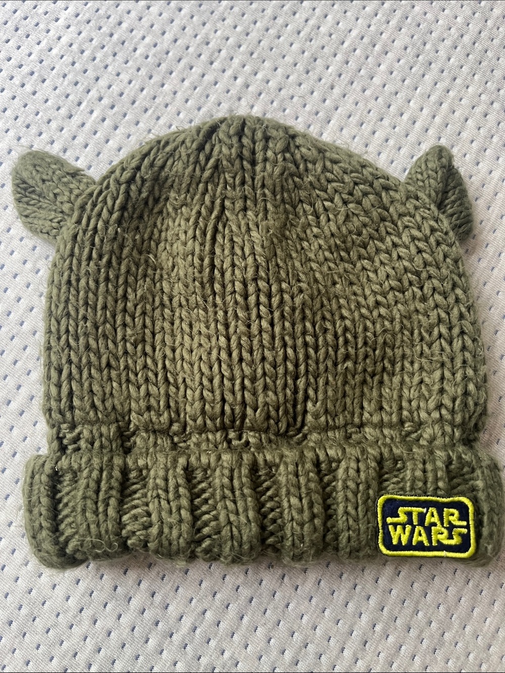 Star Wars Kids Olive Knit Beanie with Ear Accents and Logo Patch